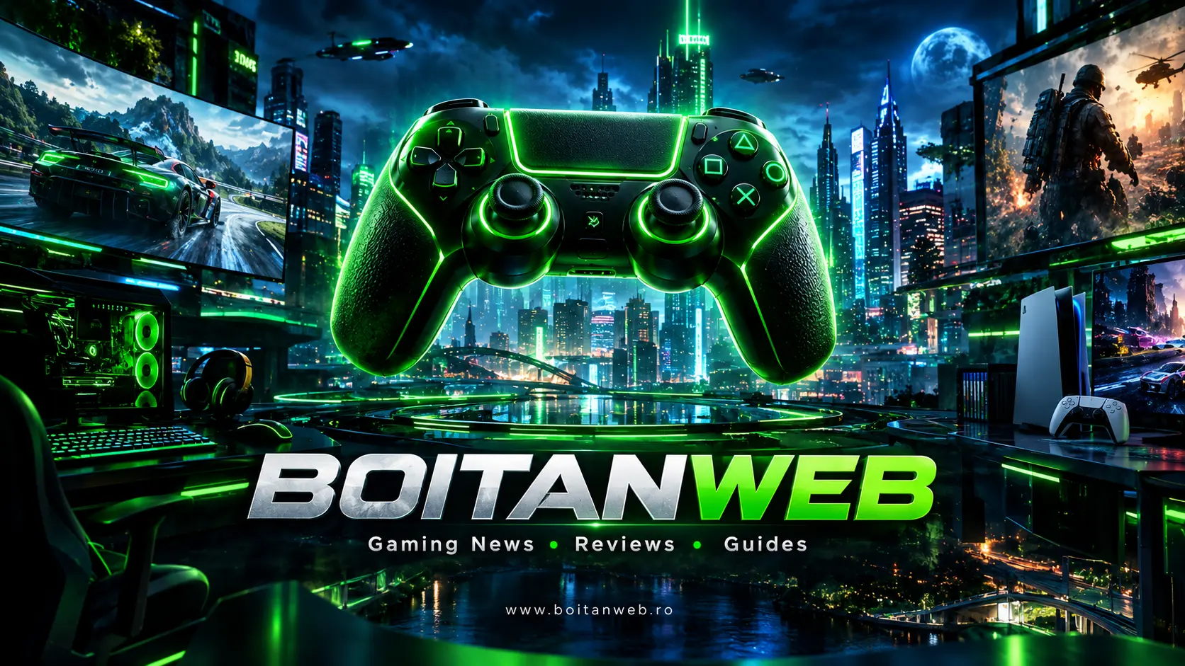 BoitanWeb gaming news reviews and guides featuring a futuristic green gaming controller